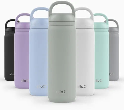 Vista 138 de Ello Cooper Twist - Botella de agua de acero inoxidable de 32 onzas con tapa para beber A prueba de fugas Doble pared y aislada al vacío Asa