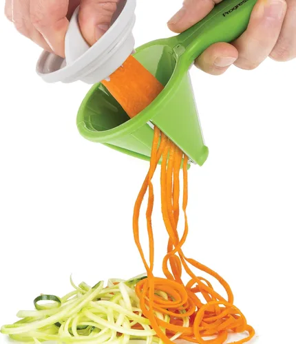 Vista 3 de Prepworks by Progressive Veggie Spiralizer, forma rápida de hacer verduras, juliana, corte de cinta, calabacín, fideos de pasta, espaguetis, apto