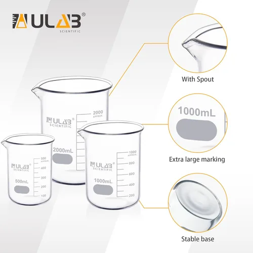 Vista 39 de Ulab Pinzas para vaso de precipitados de laboratorio, extremos recubiertos de goma roja, acero niquelado de 1/4 ", para vaso de precipitados