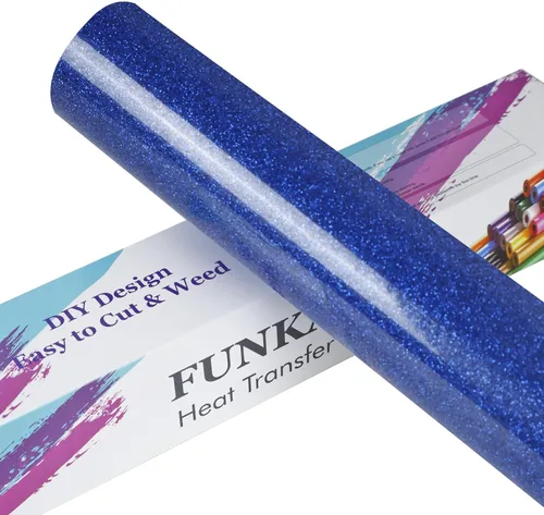 Vista 22 de FUNKAKA Rollos de vinilo de transferencia de calor HTV negro con purpurina, vinilo de poliuretano para planchar de 12 pulgadas x 8 pies, vinilo HTV
