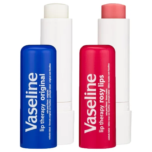 Vista 3 de Vaseline Paquete de 4 variedades de terapia de labios, bálsamo labial hidratante original + labios rosados con vitamina E, 0.16 onzas Ea