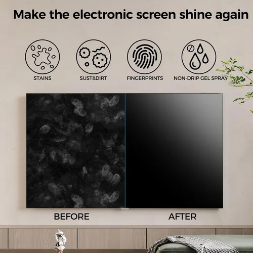 Vista 2 de Limpiador de pantalla de TV, spray de pantalla táctil antigoteo con limpiaparabrisas para CD Disco, portátil, teléfono, tableta, lente