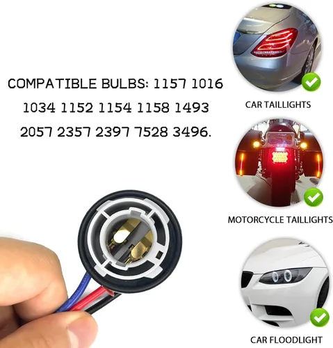 Vista 6 de 2 bombillas 1157 Socket 2357 luz de freno señal de giro soporte de luz trasera luz trasera arnés de cableado, bombilla LED enchufe base enchufe
