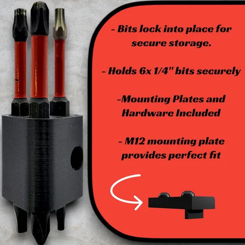 Vista 3 de BT/ FX Soporte para Brocas - Milwaukee M12, Herramientas Inalámbricas, Destornilladores de Impacto, Accesorios, Reemplazo Magnético