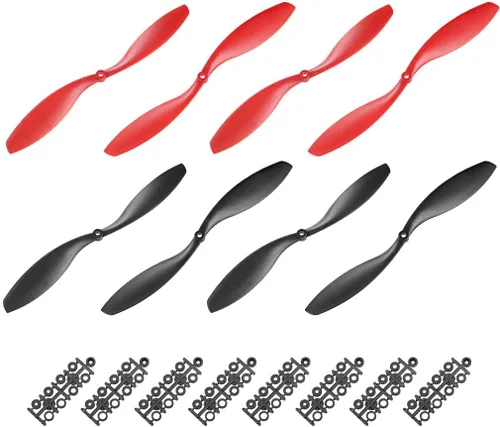 uxcell Hélices RC 1245 12x4.5 pulgadas CW CCW 2-Vane para Quadcopter Multirotor Negro Rojo 4 Pares con Anillos Adaptadores