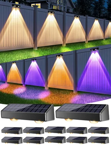 Vista 12 de Brizled Luces de valla de Halloween alimentadas por energía solar, paquete RGBCW - Negro