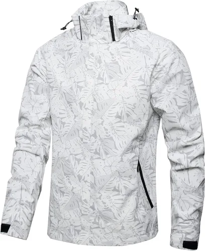 Vista 10 de Chaqueta impermeable ligera para hombre, chaqueta impermeable con capucha para exteriores, senderismo, cortavientos