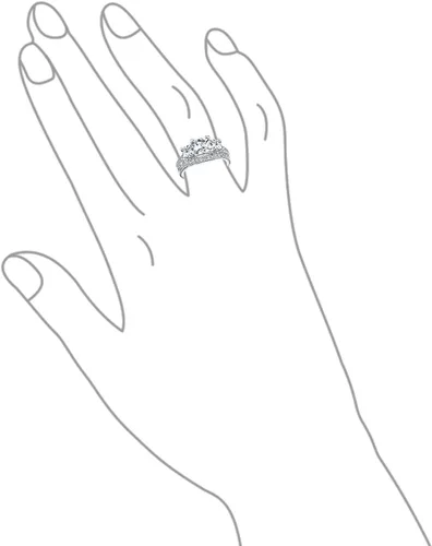 Vista 4 de Vintage Art Deco Style 2-3CT Three Stone Round Brilliant Solitaire Cut AAA CZ Engagement Ring & Wedding set For Women Intricate Heirloom Filigree