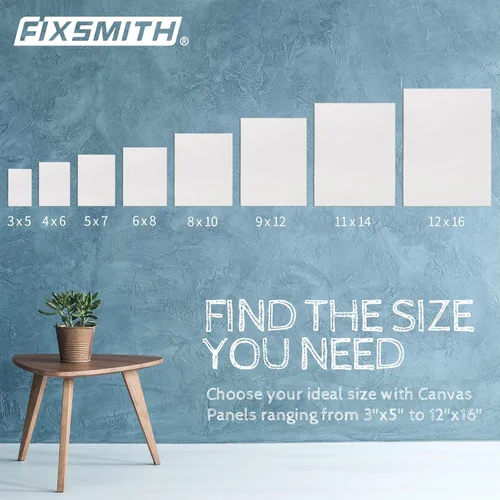 Vista 7 de FIXSMITH Tableros de lienzo para pintar de 3 x 5 pulgadas, paquete de 24 mini lienzos, paneles de lienzo blanco en blanco, 100% algodón imprimado