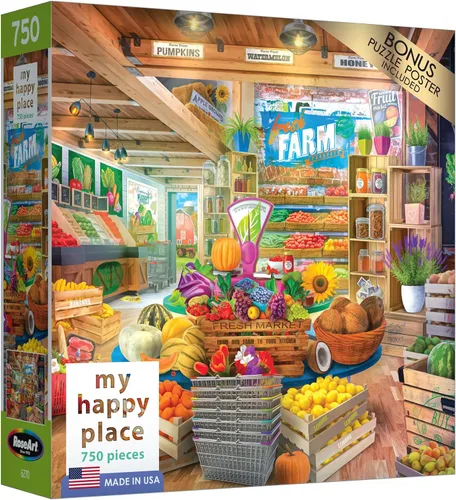 Vista 8 de RoseArt - My Happy Place - Neighborhood Cafe - Rompecabezas de 750 piezas para adultos