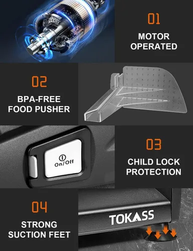 Vista 2 de Cortadora de carne, cortadora eléctrica de alimentos de 200W con 2 cuchillas extraíbles de acero inoxidable de 7.5" y bandeja de acero inoxidable