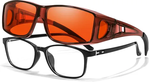 Vista 16 de LVIOE Se ajusta sobre gafas de bloqueo de luz azul y gafas de computadora, uso sobre gafas graduadas, anteojos de lectura, anteojos RX