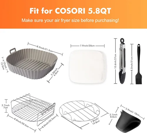 Vista 7 de Accesorios para freidora de aire aptos para freidora de aire Instant Vortex Plus de 6 cuartos de galón, Cosori 5.8QT 6QT, PowerXL 7QT, Gourmia