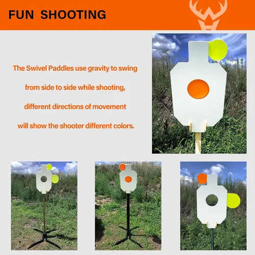 Vista 4 de Highwild Sistema de soporte de objetivo de 3/8 pulgadas de grosor, kit de objetivo de tiro combinado reactivo AR500 de acero reactivo de 12 x 20