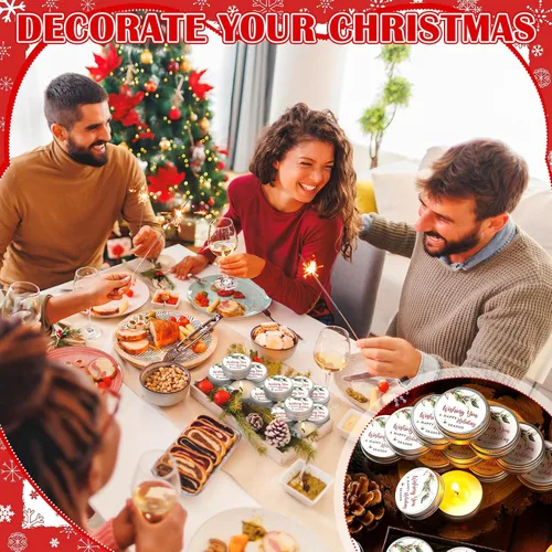 Vista 3 de MTLEE 50 velas de regalo para invitados de 1 onza de Navidad con aroma a lavanda de soja perfumada de cera de soja para aromaterapia, regalos