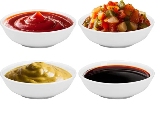 Vista 11 de Vikko Tazas de porcelana blanca para salsa, juego de 4, cuadradas, apilables, 2.0 onzas, aptas para microondas y lavavajillas