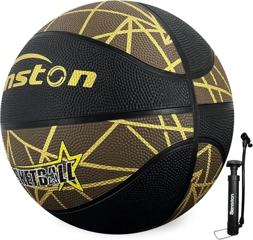 Senston 29.5" Balón de baloncesto para exteriores, de goma con elasticidad/adherencia premium, con bomba, tamaño 7, duradero para hombres/mujeres