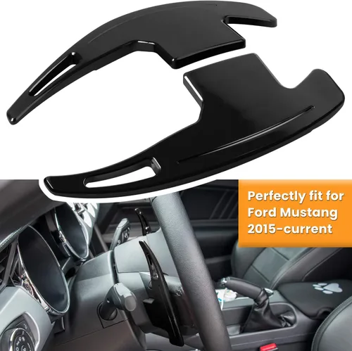 Vista 2 de Cubierta extendida para palanca de cambios de volante para Ford Mustang 2015 2016 2017 2018 2019 2020 2021 2022 2023 Accesorios de decoración Negro