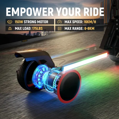 Vista 2 de Foldable Electric Scooter for Kids, with Bright Front LED Lights,Shining Pedal Lights, LED Display, Dual Brakes 150W Motor Kids Electric Scooter