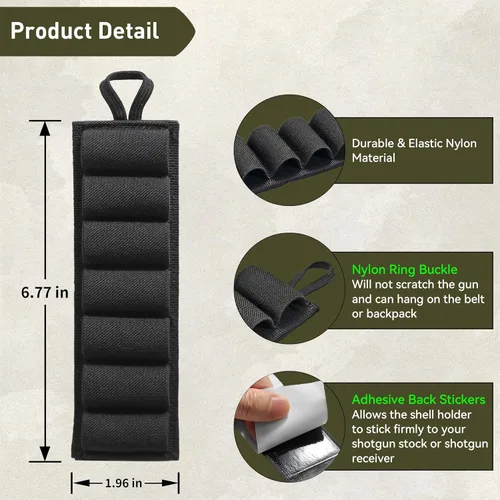 Vista 4 de Shotgun Shell Holder for 12-Gauge and 20-Gauge - JulyTek 60 Round Tactical Shotshell Bandolier Adjustable with 2PCS 7 Round Butt Stock Shell Holders