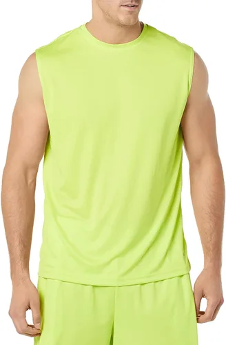 Vista 5 de Tienda Essentials Men's Active Performance Tech Muscle Sleeveless Tank Top Workout Shirt, Pack of 2