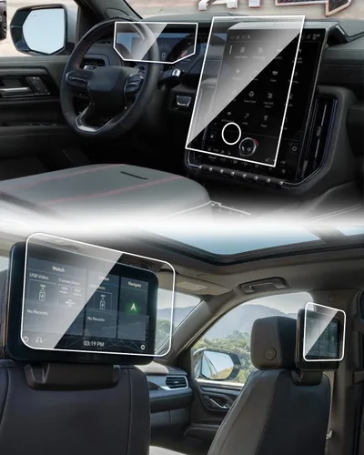 Vista 9 de Protector de pantalla de vidrio templado para Chevy Tahoe Suburban y GMC Yukon Dual de 12.6 pulgadas para asiento trasero 2021-2024, protector
