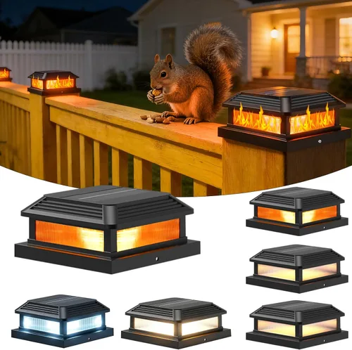 Vista 10 de Sumaote Luces solares para postes de 160 lúmenes, 52 LED, luces para postes de madera de 4 x 4, 5 x 5, 6 x 6, impermeable IP65 para jardín, porche