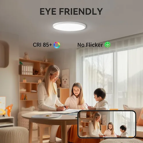 Vista 4 de MODERN Lámpara de techo LED de montaje empotrado de 28W 3200lm, luz de techo LED súper delgada de 12 pulgadas, luz de techo LED de 5000K luz diurna