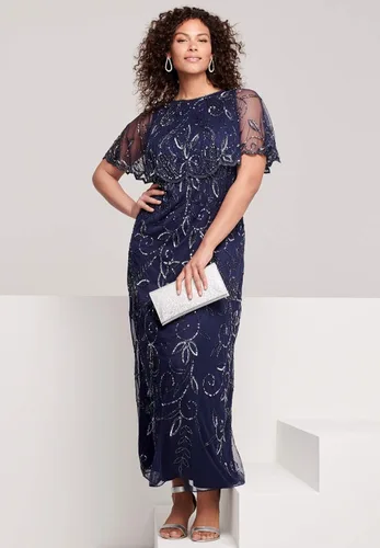 Vista 5 de Roaman's Vestido largo estilo glamuroso con cuentas para mujer, talla grande, vestido formal de noche