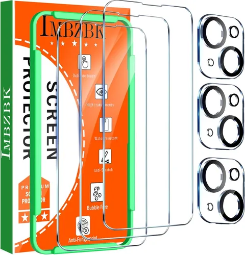Vista 9 de IMBZBK Paquete de 3 protectores de pantalla para iPhone 13 Pro Max con 3 protectores de lente de cámara de vidrio templado Accesorios Protector