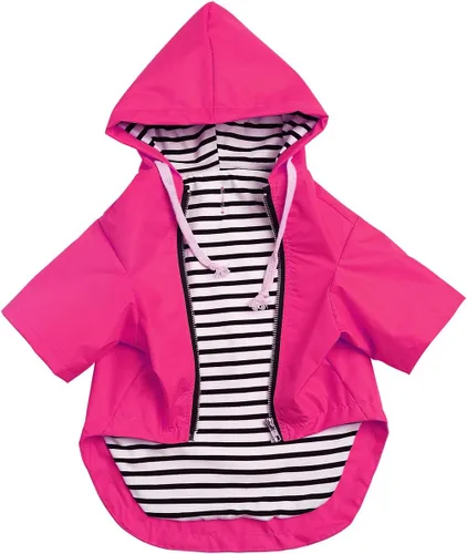 Vista 14 de Chubasquero impermeable para cachorros con capucha para perros pequeños y medianos, poncho con correa reflectante, bolsillo de almacenamiento