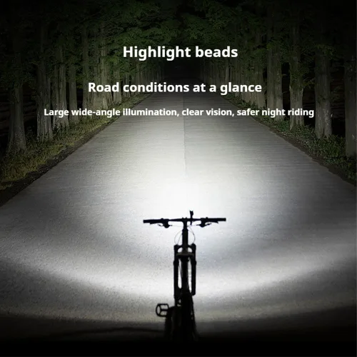 Vista 5 de Luces de bicicleta para conducción nocturna, 1000 lúmenes, luces LED recargables para bicicleta, 5 modos y luz de bicicleta de aleación de aluminio