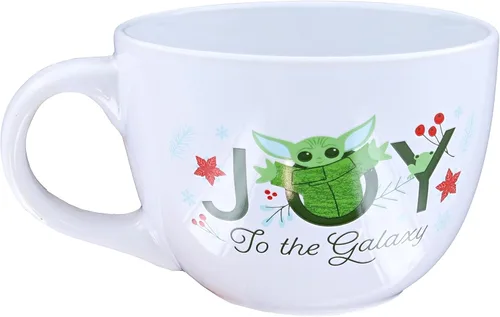 Silver Buffalo Star Wars Mandalorian Joy to the Galaxy - Taza de sopa de cerámica, 24 onzas