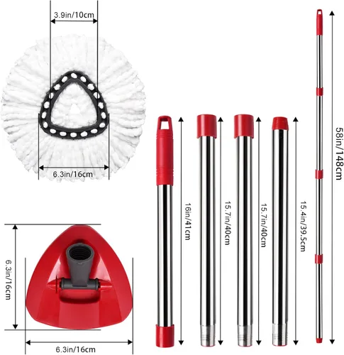 Vista 4 de Cabezales de repuesto para trapeador, base de repuesto compatible con el sistema O Cedar EasyWring de 1 tanque, 2 repuestos de cabezal de trapeador