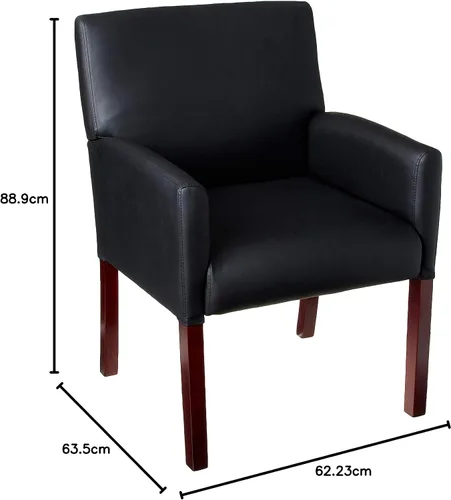 Vista 14 de Boss Office Products Caja de Recepción Silla Brazo con Acabado Caoba en Negro, 25"D x 24.5"W x 35"H