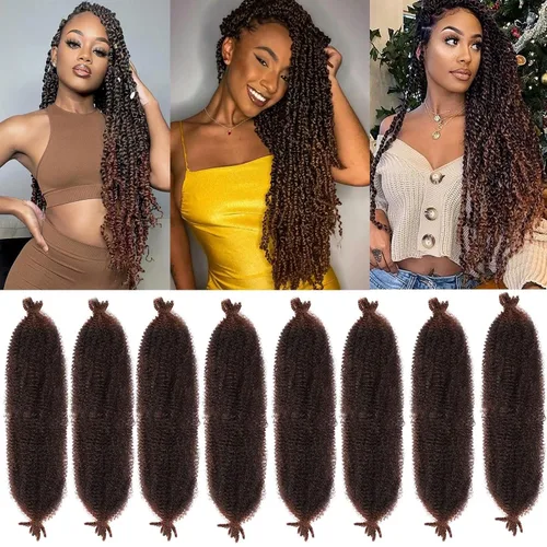 Vista 79 de Cabello de Envoltura Pre-Esponjado de 8 Pulgadas, 3 Paquetes, Cabello Afro Twist Pre-Separado Elástico para Locs, Cabello Afro Twist Negro Natural
