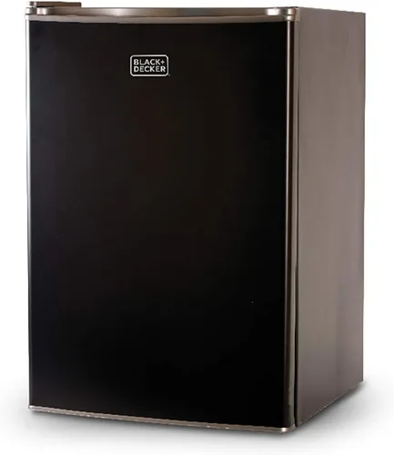Vista 2 de BLACK+DECKER BCRK25B - Refrigerador compacto Energy Star de una sola puerta con congelador, 2.5 pies cúbicos, negro y horno microondas COMFEE