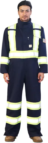 Vista 4 de BOCOMAL FR Coverall - Overol de alta visibilidad ignífugoignífugo de alta visibilidad con grifos reflectantes de 4 pulgadas
