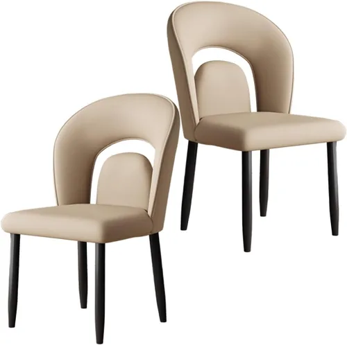 Vista 15 de YVYKFZD Leather Dining Chairs, Kitchen Chairs Set with Curved Back, Upholstered Dining Room Chair, Armless Comfy Side Chair, for Living Room, Dark