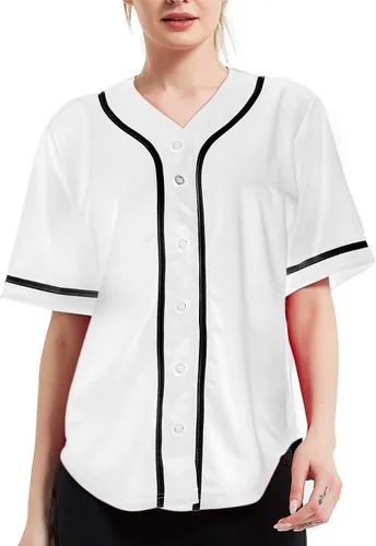 TopTie Camiseta de béisbol para mujer, hipster, con botones