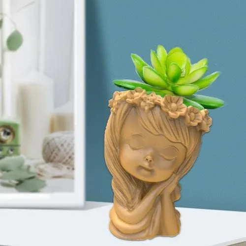 Vista 3 de Macetas de silicona para suculentas, maceta 3D para niña durmiente, moldes de fundición de hormigón para bricolaje, jardinería, manualidades