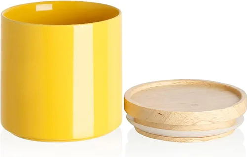 Vista 52 de Botes de Cocina Sweejar Tarro de Cerámica para Almacenamiento de Alimentos, Contenedores Apilables con Tapa de Madera de Sellado Hermético