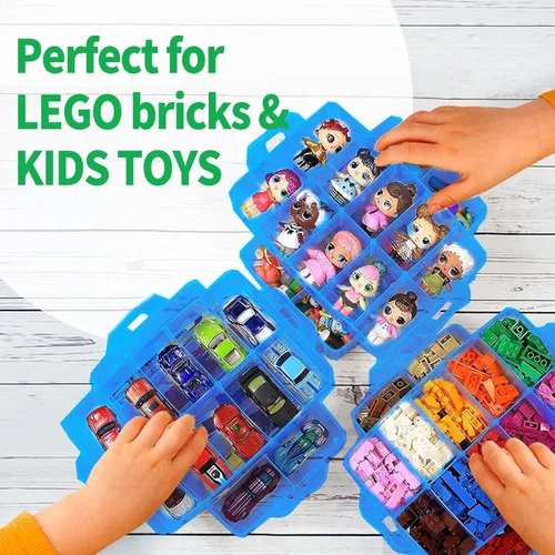 Vista 4 de Caja de almacenamiento para Lego, organizador de almacenamiento apilable con 30 compartimentos para Lego, para muñecas Barbie, para cubos