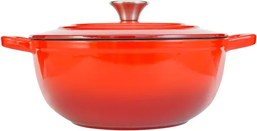 Vista 6 de Flavehc Olla holandesa con tapa, horno holandés de hierro fundido de 4 cuartos de galón para hornear pan, horno holandés de hierro fundido esmaltado