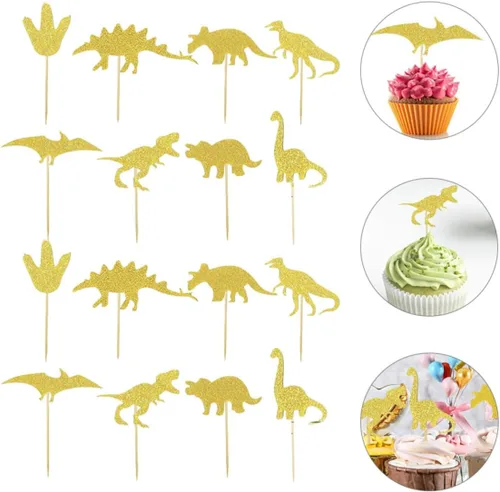 Vista 8 de Dinosaur Shaped Cake Picks 16pcs for Birthday Party Celebration