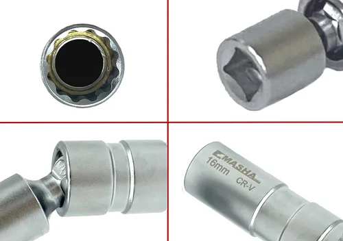 Vista 3 de 3/8 de pulgada de llave giratoria magnética pared delgada 0.551 in bujía enchufe universal junta 12PT (0.551 in)