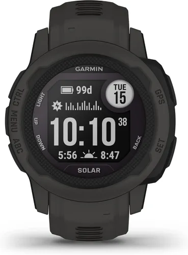 Garmin 010-02564-10 Instinct 2S Solar 1.575 in GPS Smartwatch Grafito | Modelo oficial de Estados Unidos | Paquete con paquete de protección