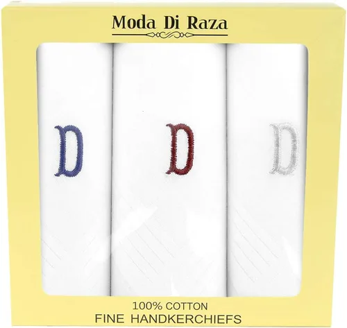 Vista 3 de Pañuelo inicial para hombre, juego de 3 piezas, pañuelo de algodón con monograma, con tu letra inicial