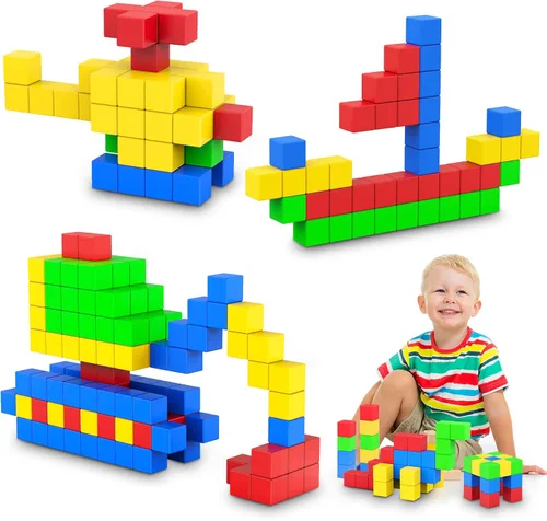 Vista 2 de ROMDS Bloques magnéticos de 32 piezas, bloques de construcción magnéticos grandes de 1 pulgada para niños y niñas a partir de 3 años, cubos