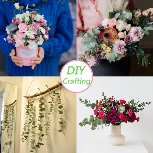 Vista 6 de 20 piezas de tallos de eucalipto seco de 17 pulgadas, eucalipto auténtico para colgar en la ducha, 100% hecho de hojas frescas, para bodas, hogar